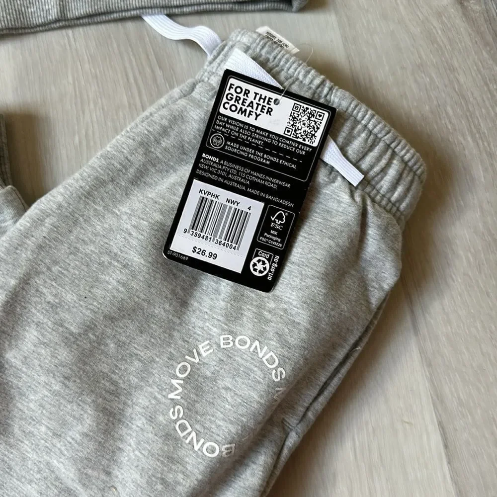 Bonds Kids‎ Move Terry Pullover & Sweatpants Grey Size 4 Nwt